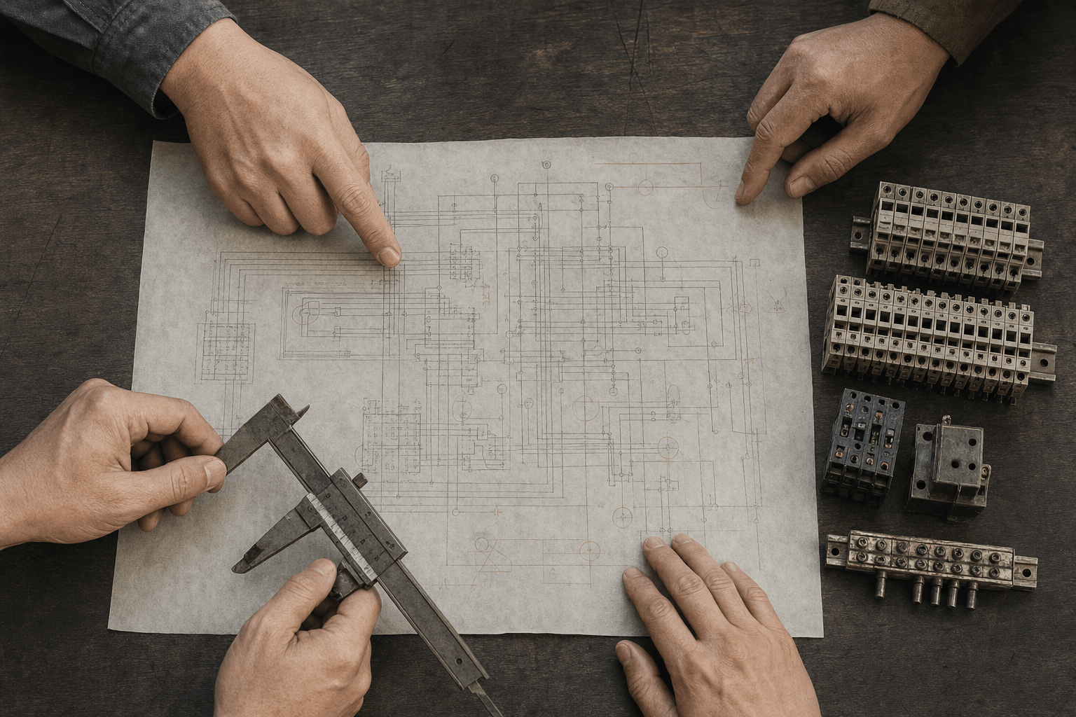 Automation engineer collaborating with team