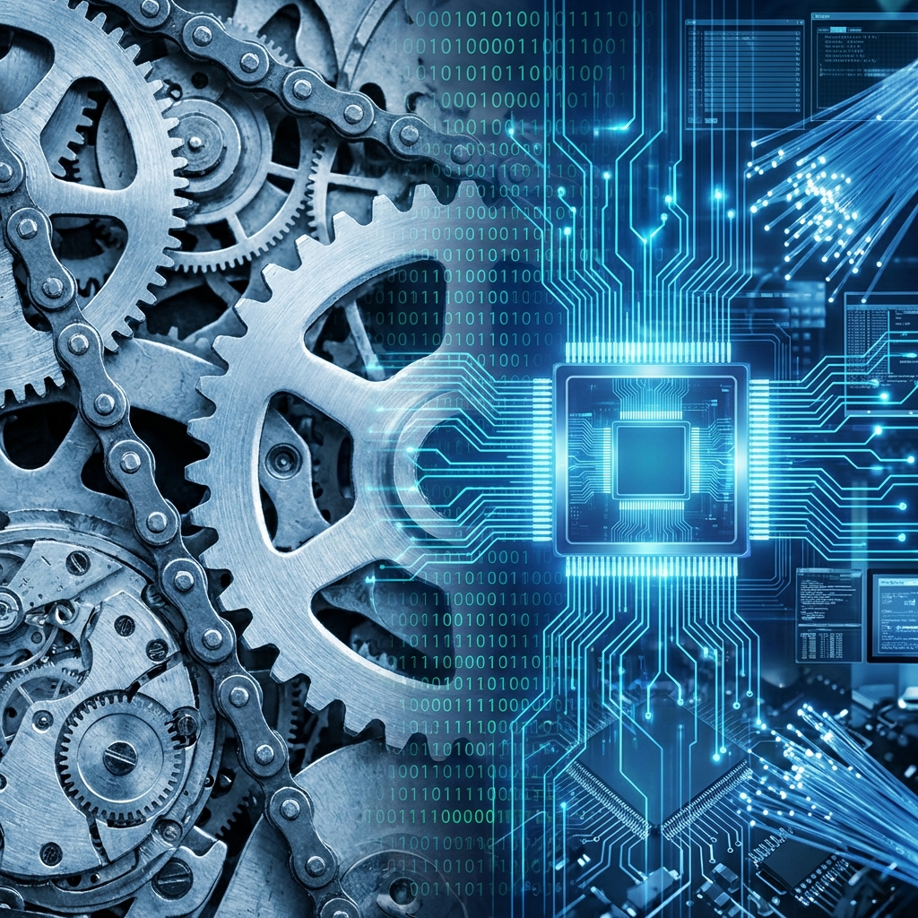 Engineer reviewing industrial automation equipment