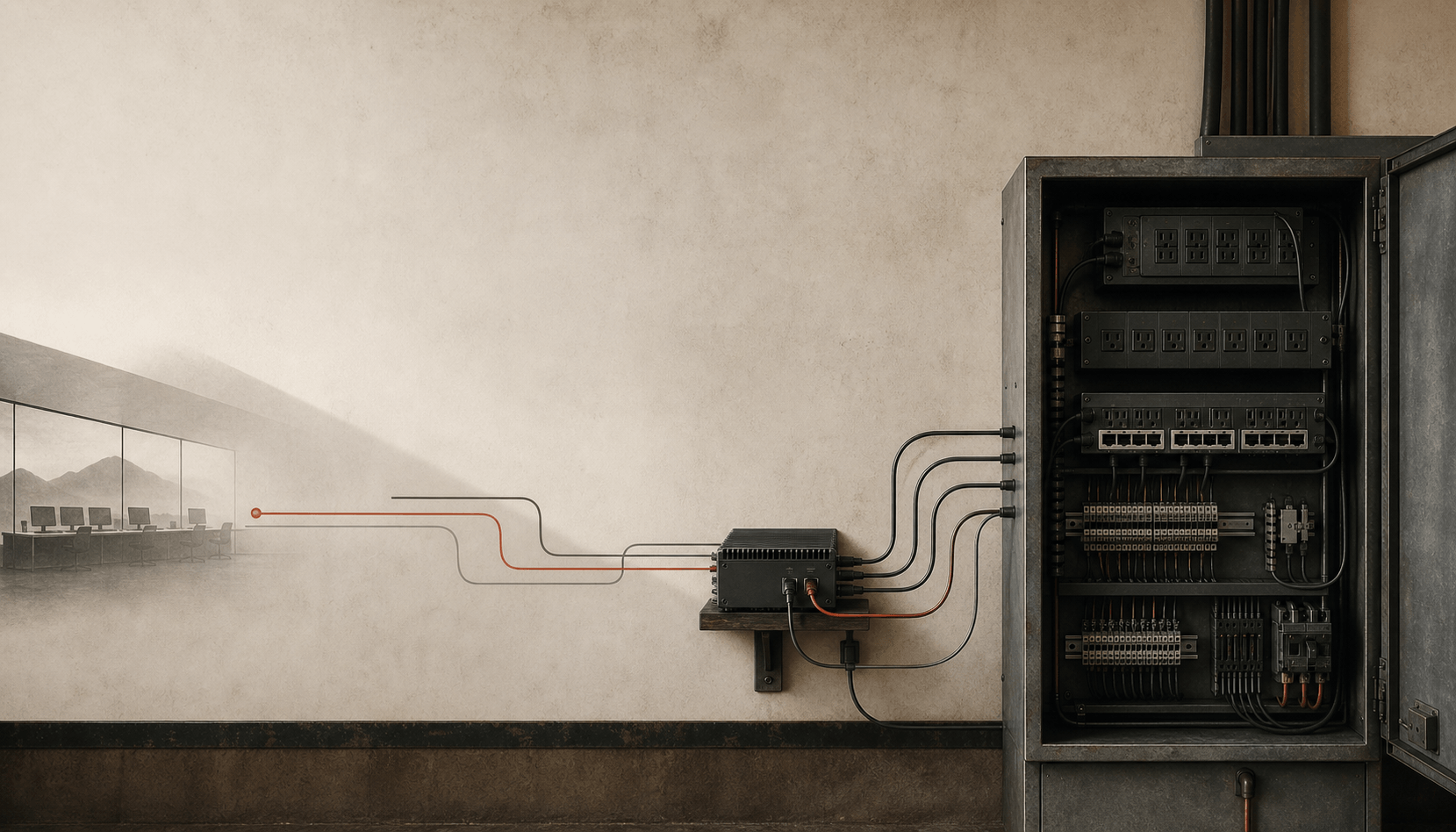 Conceptual illustration of an SNMP-to-MQTT industrial edge gateway